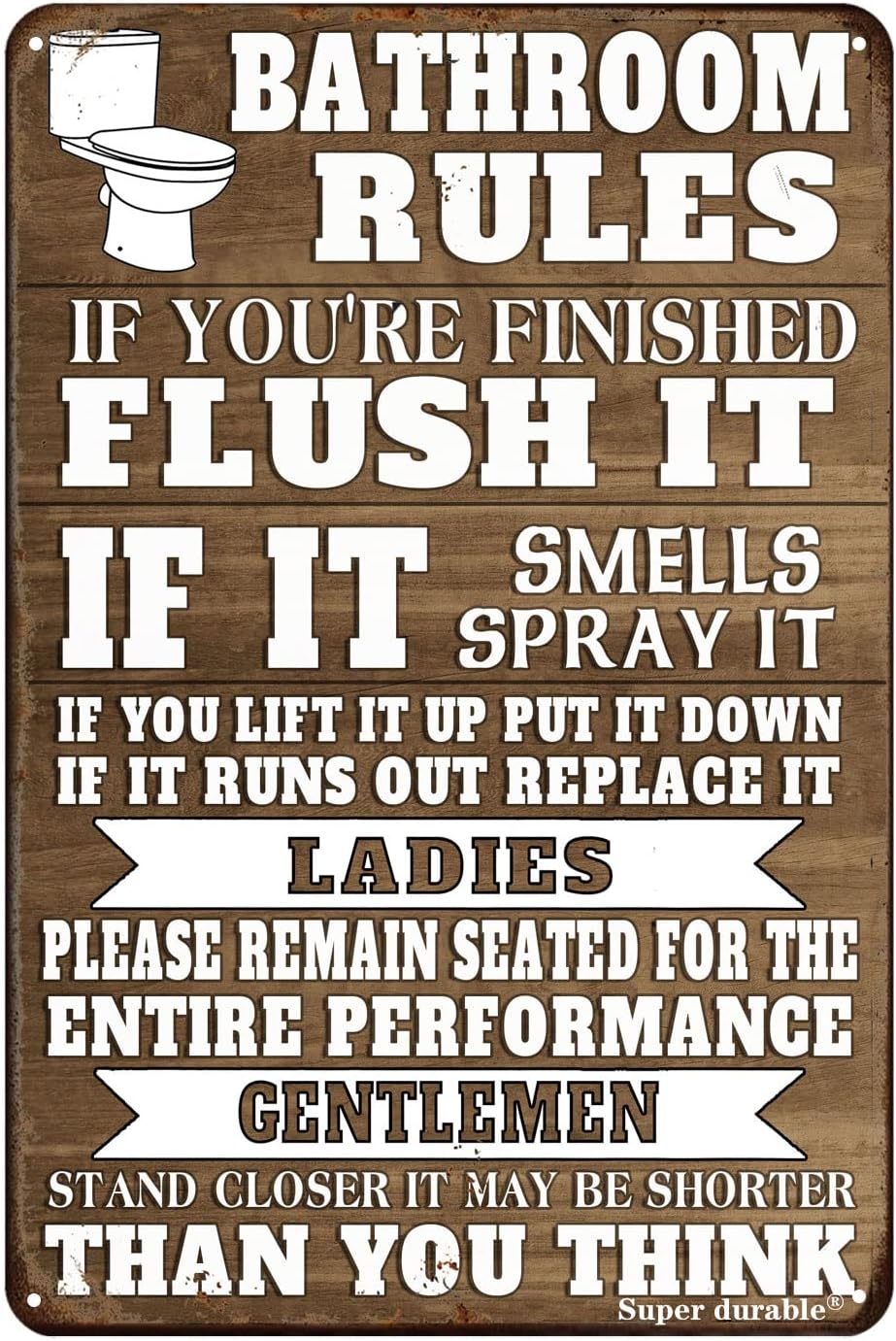 Home Bathroom Sign - Divertente targa in metallo con regole