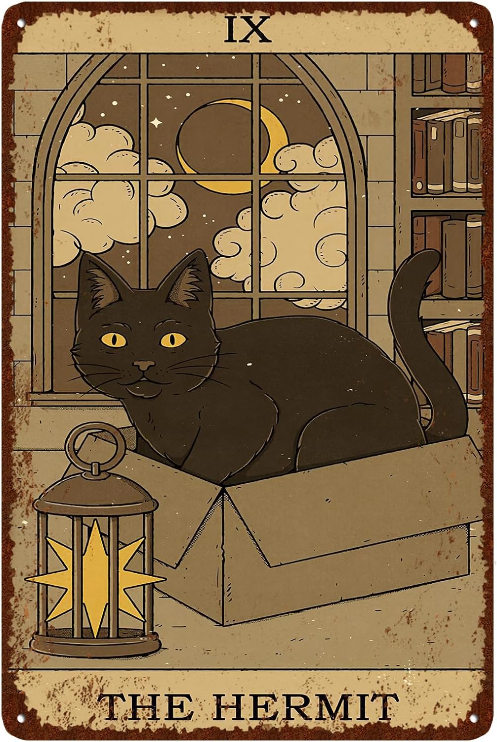 Home Bathroom Sign - Insegna in latta vintage con gatto,