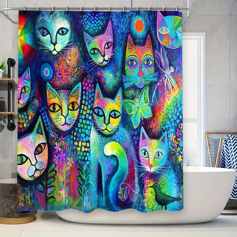 Home Bathroom Decor Ideas - Tenda da doccia per gatti, decorazione