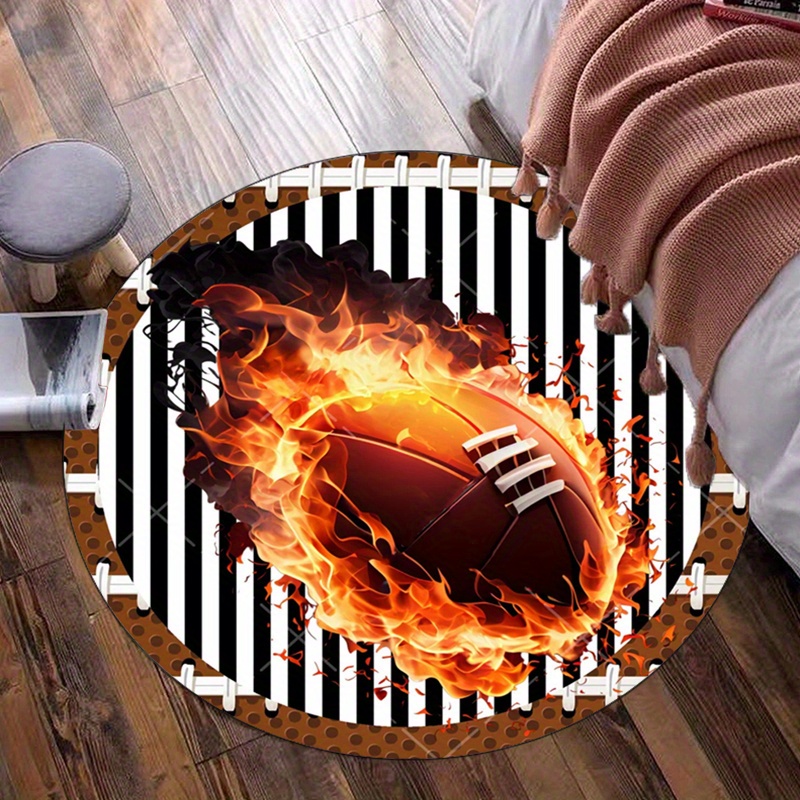 Home Bathroom Decor Ideas - Tappeto rotondo da calcio fiammeggiante per
